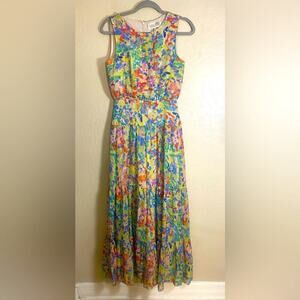 Saloni sleeveless floral print silk maxi